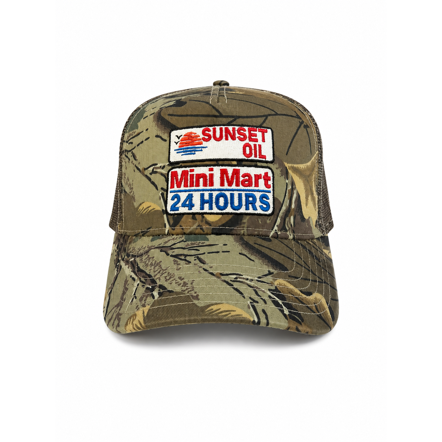 Sunset Oil Mini Mart Trucker Hat Camo