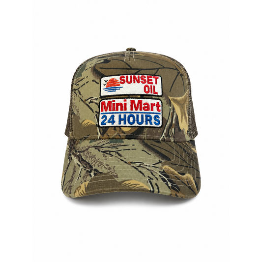 Sunset Oil Mini Mart Trucker Hat Camo