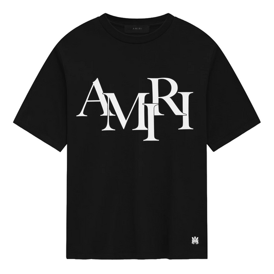 Amiri Staggered Logo Tee Black