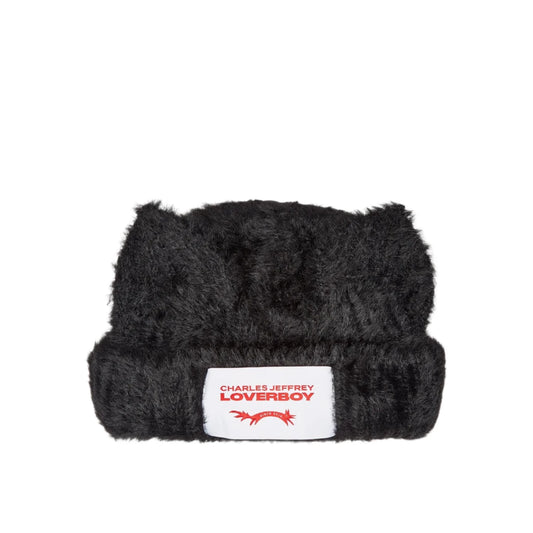 Charles Jeffrey LOVERBOY Fluffy Chunky Ears Beanie Black