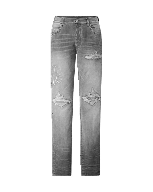 Amiri Hollywood MX1 Distressed Jeans Steel Grey