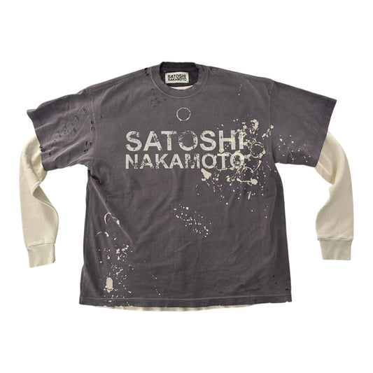 Satoshi Nakamoto Bleached Luke Thermal Tee Grey