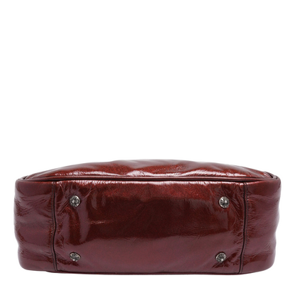 Chrome Hearts Patent Leather Galaxy Silver Cross Patch Bowling Bag Red