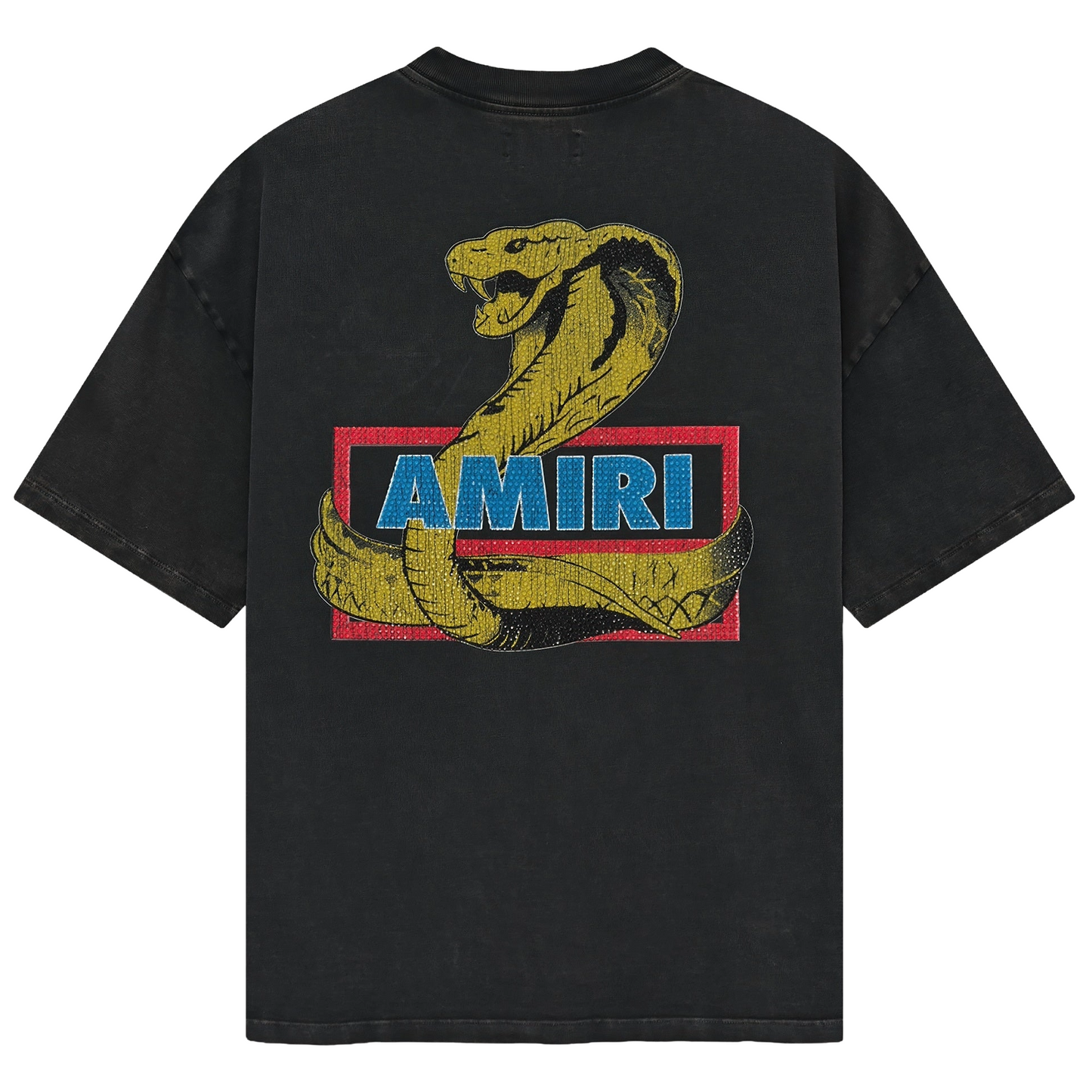 Amiri Crystal Cobra Oversized Tee Black