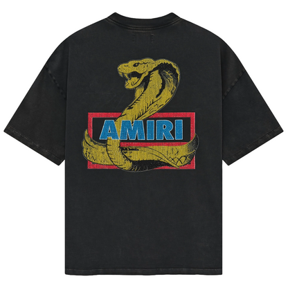 Amiri Crystal Cobra Oversized Tee Black