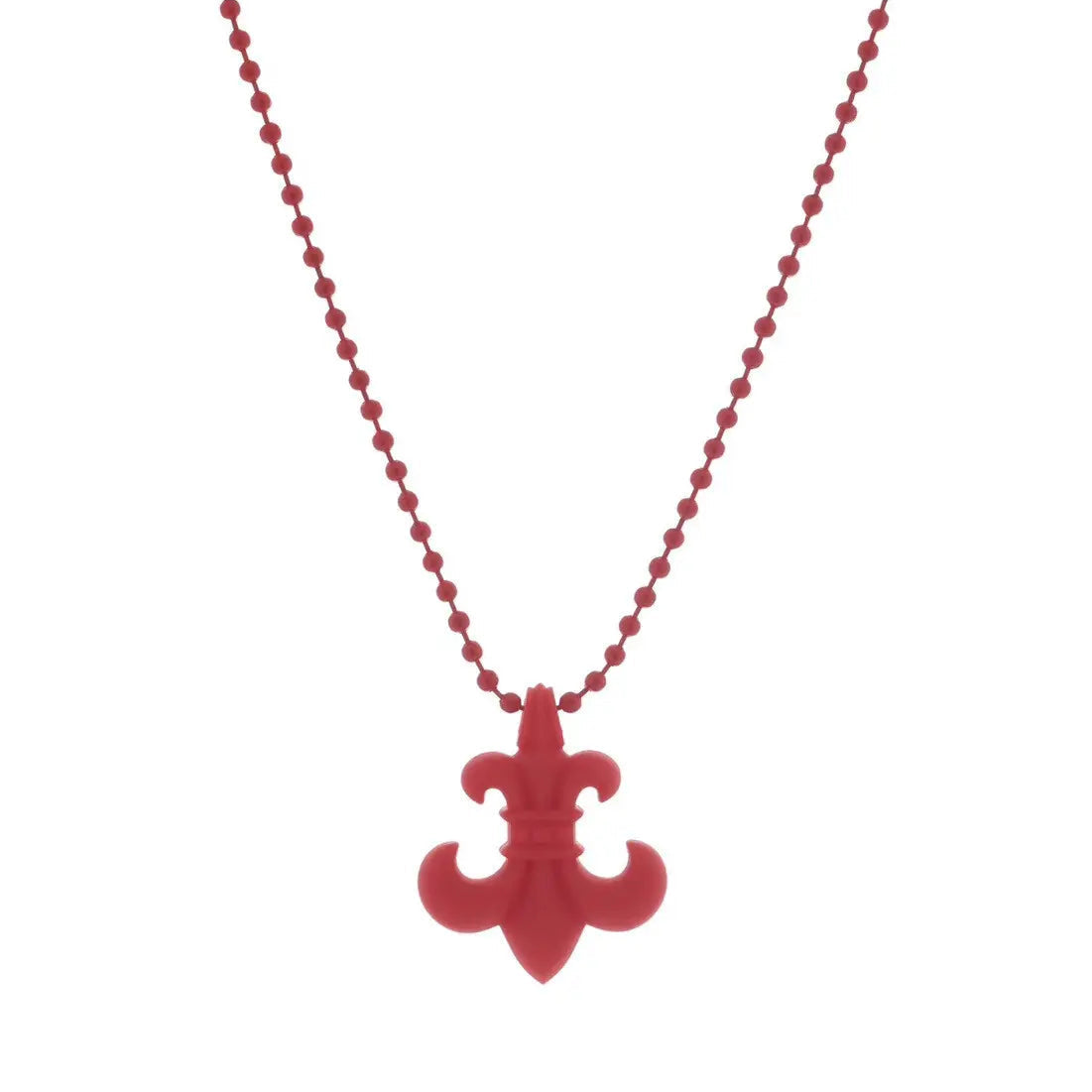 Chrome Hearts Silichrome BS Fleur Pendant Necklace Red