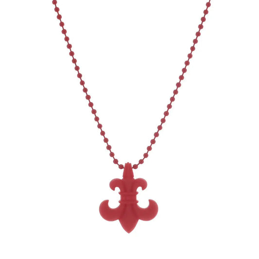 Chrome Hearts Silichrome BS Fleur Pendant Necklace Red