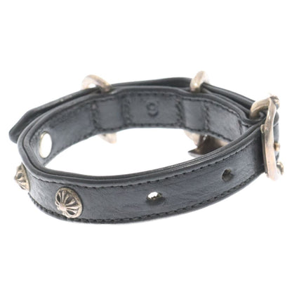 Chrome Hearts GunSlinger Cross Leather Dog Collar Black
