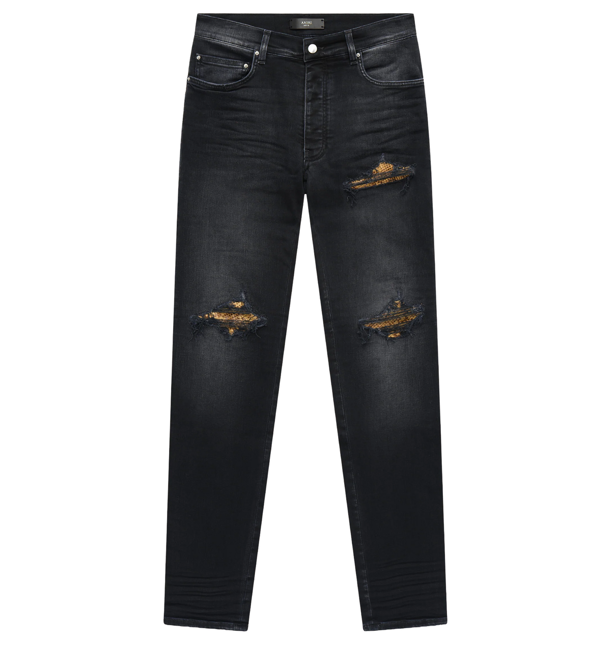 Amiri Skinny Jeans Python Embossed Brown Vintage Black