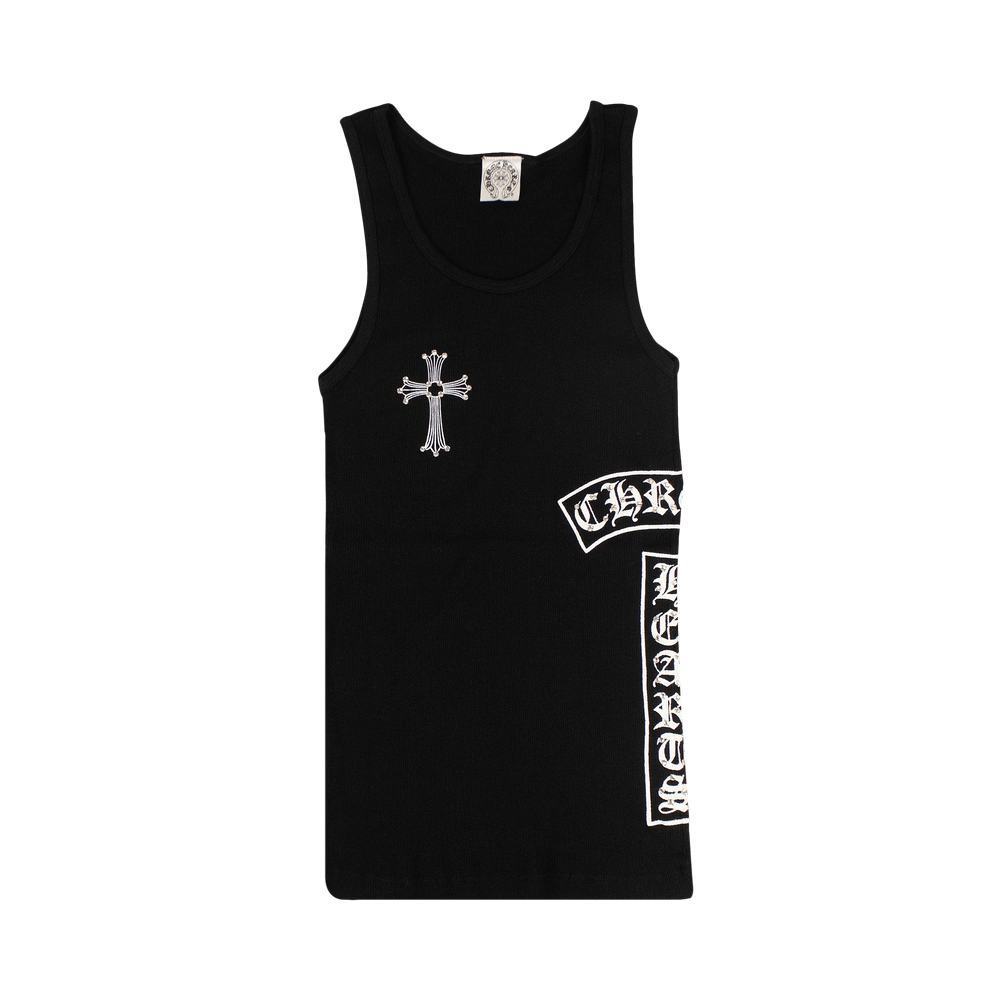 Chrome Hearts Ribbed Swarovski Crystal Side Logo Tank Top Black