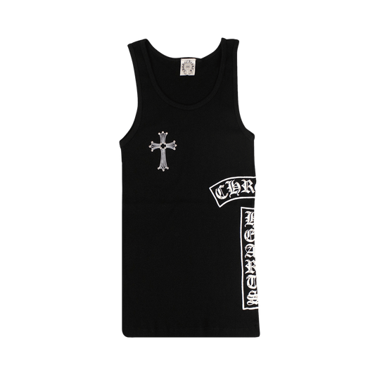 Chrome Hearts Vintage Ribbed Swarovski T-Bar Logo Tank Top Black (Women's)