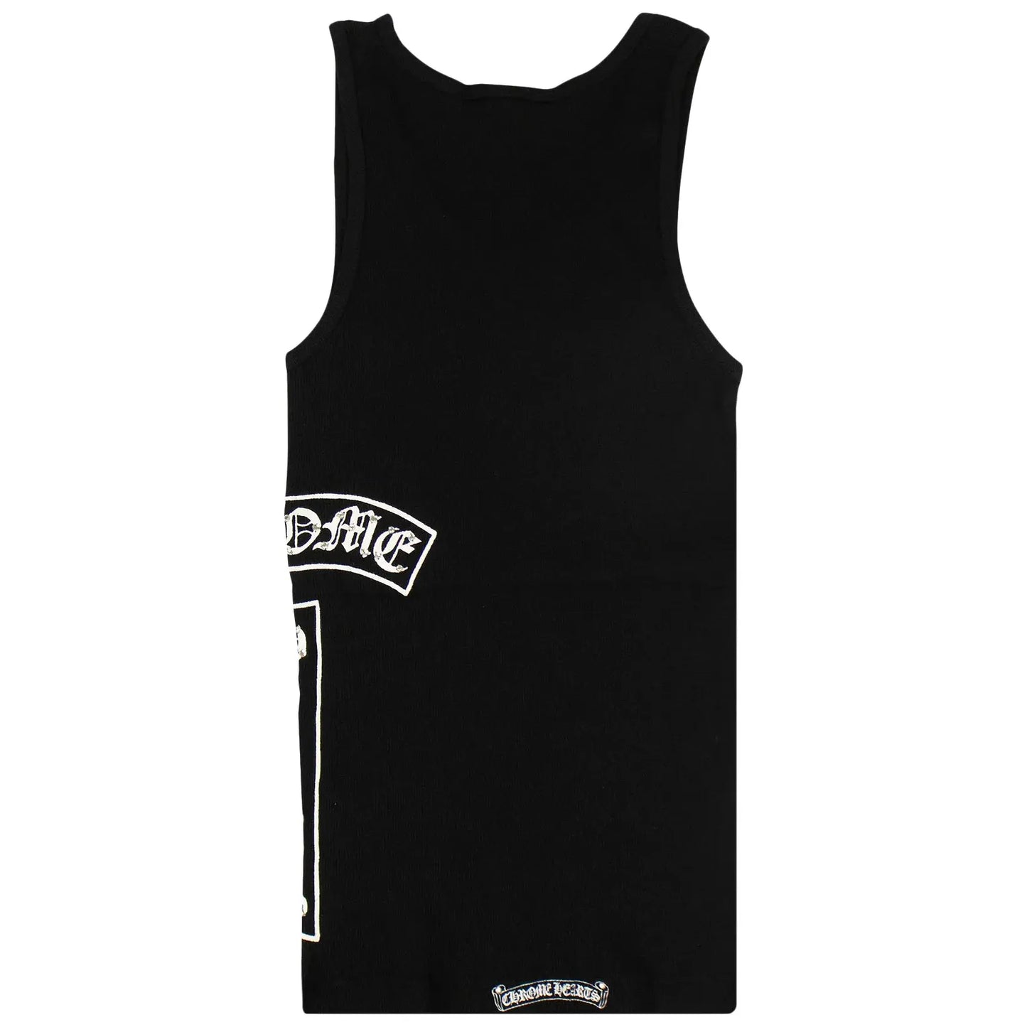 Chrome Hearts Ribbed Swarovski Crystal Side Logo Tank Top Black