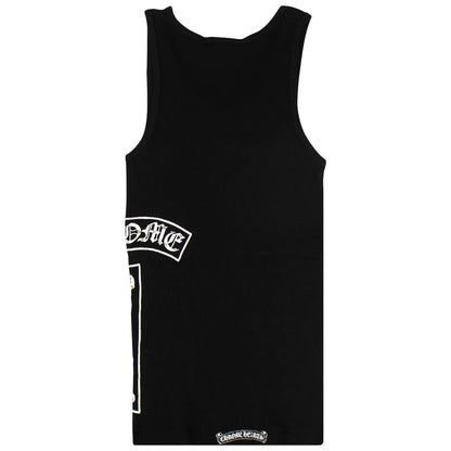 Chrome Hearts Ribbed Swarovski Crystal Side Logo Tank Top Black