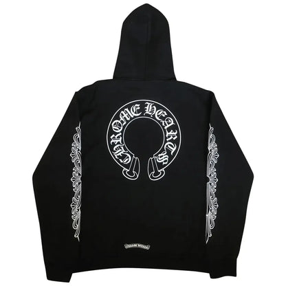 Chrome Hearts Horseshoe Floral Hoodie Black