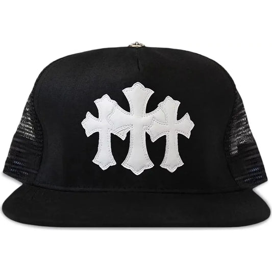 Chrome Hearts Leather Cemetery Trucker Hat Black