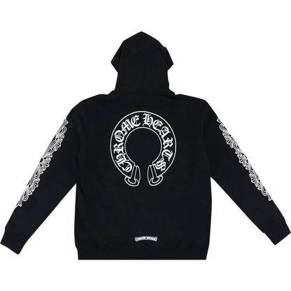 Chrome Hearts Horseshoe Floral Thermal Zip-Up Hoodie Black