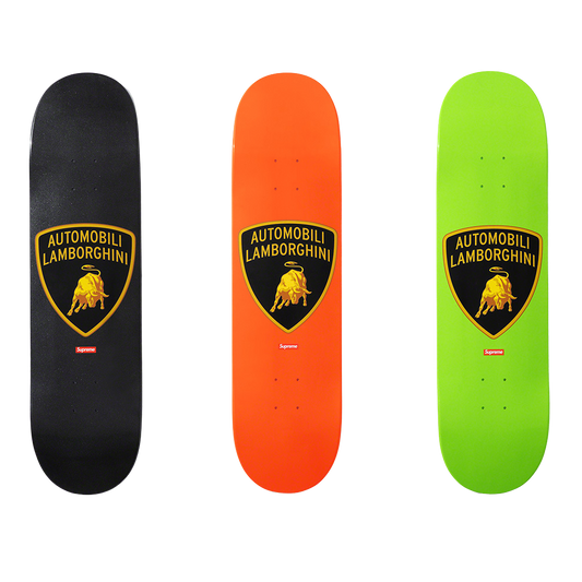 Supreme Automobili Lamborghini Skateboard Deck Set Black/Orange/Lime