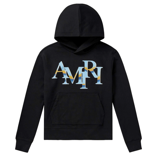 Amiri Staggered Chrome Hoodie Black