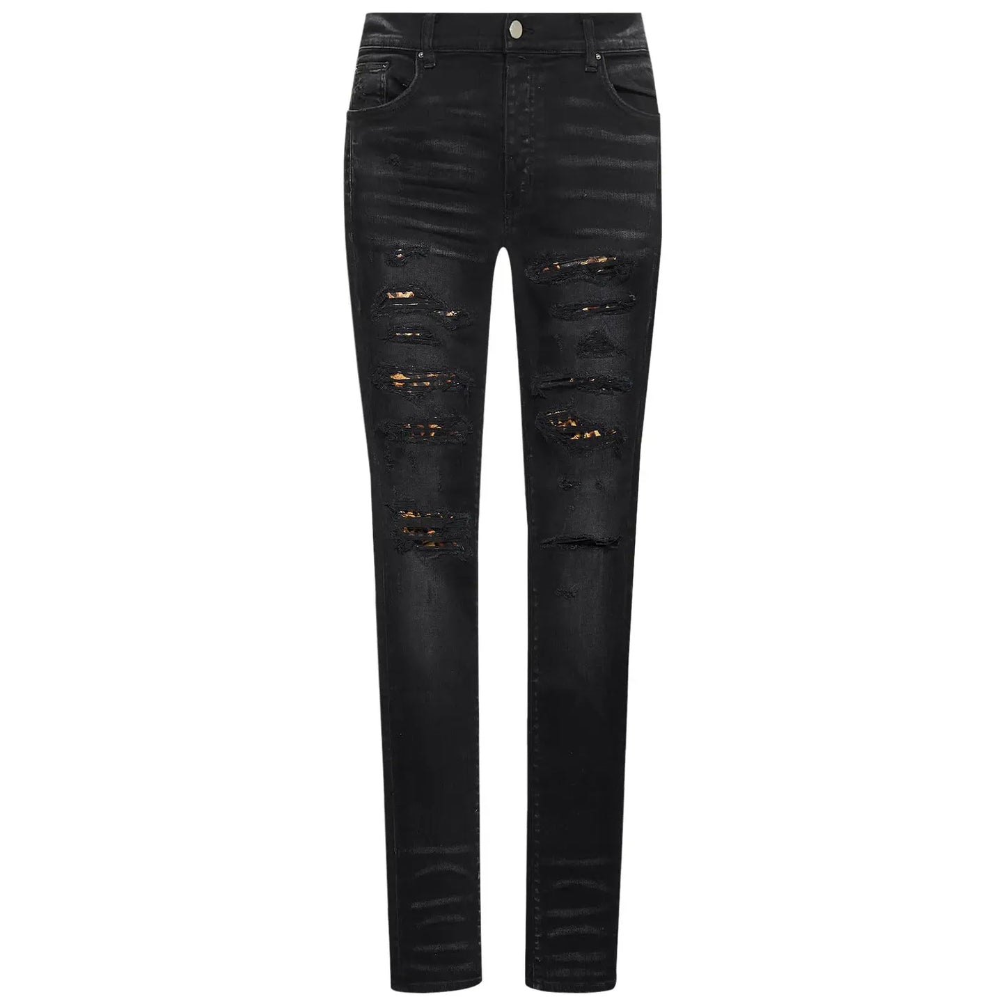 Amiri Leopard Thrasher Jean Aged Black