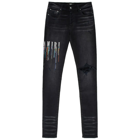 Amiri Paint Drip Logo Jean Aged Black