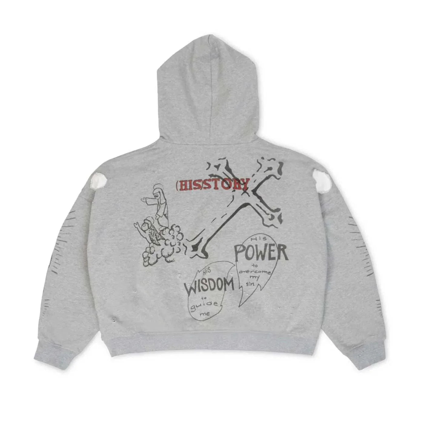 We Are Righteous 3:16 Distressed Hoodie Grey