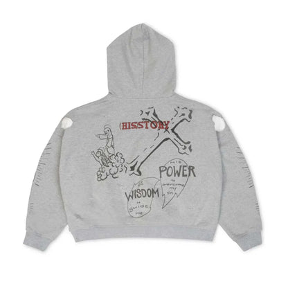 We Are Righteous 3:16 Distressed Hoodie Grey