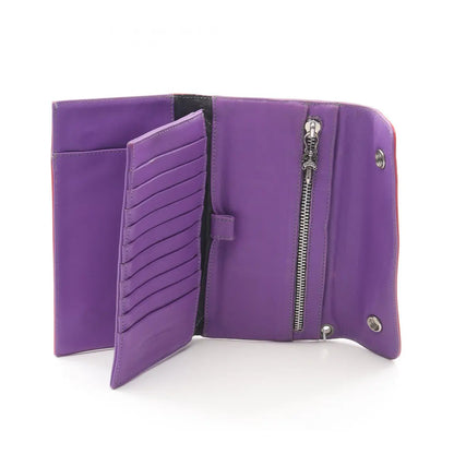 Chrome Hearts Wave Cross Ball Leather Wallet Red