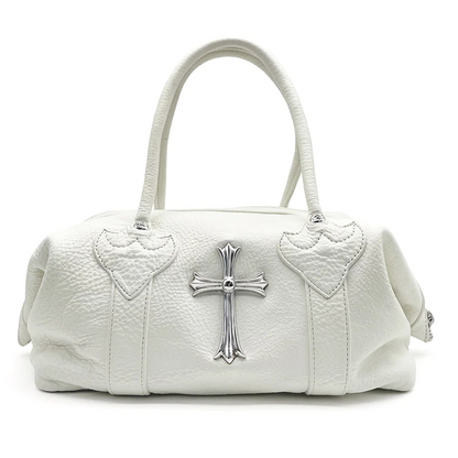 Chrome Hearts Silver Cross Leather Monica Bag White