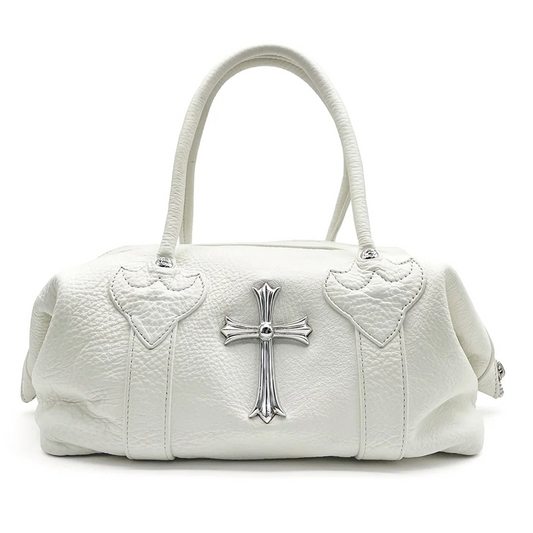 Chrome Hearts Silver Cross Leather Monica Bag White