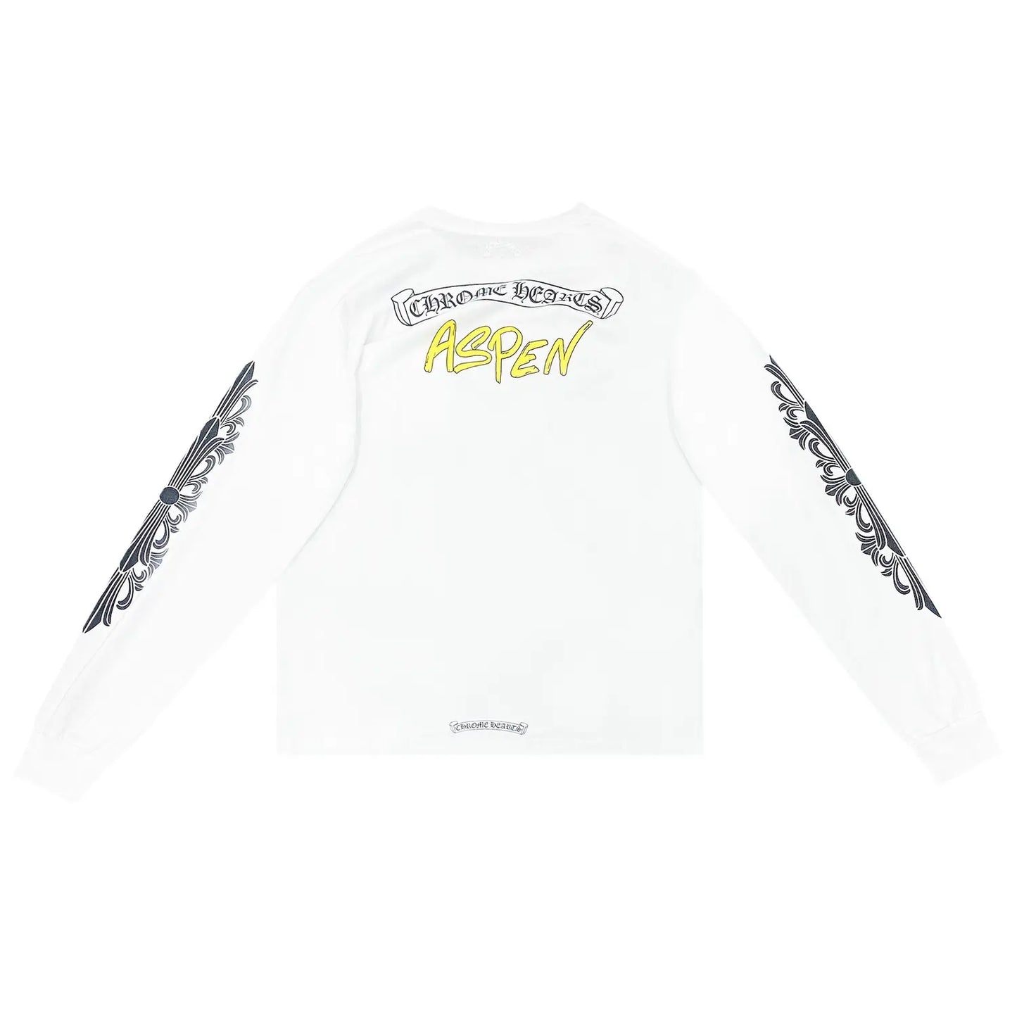 Chrome Hearts Aspen Exclusive Floral Sleeve Scroll Logo L/S T-Shirt White