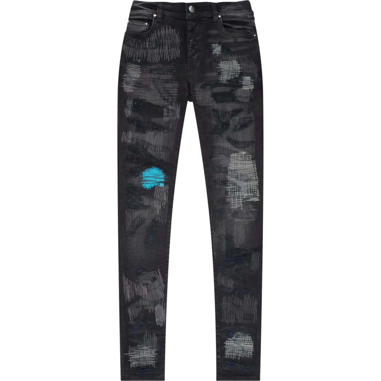 Amiri All Over Repair Jean Aged Black