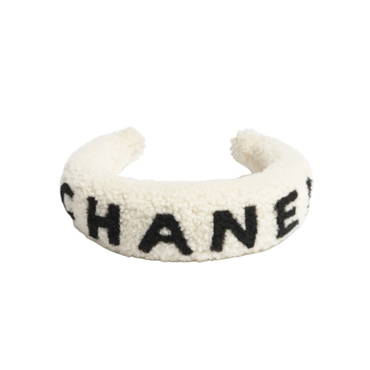 Chanel Shearling Chanel Headband White/Black