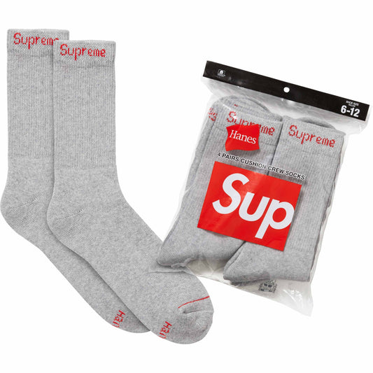 Supreme®/Hanes® Crew Socks (4 Pack) Heather Grey