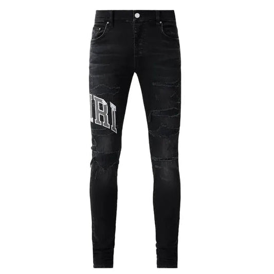 Amiri Varsity Logo Jeans Vintage Black