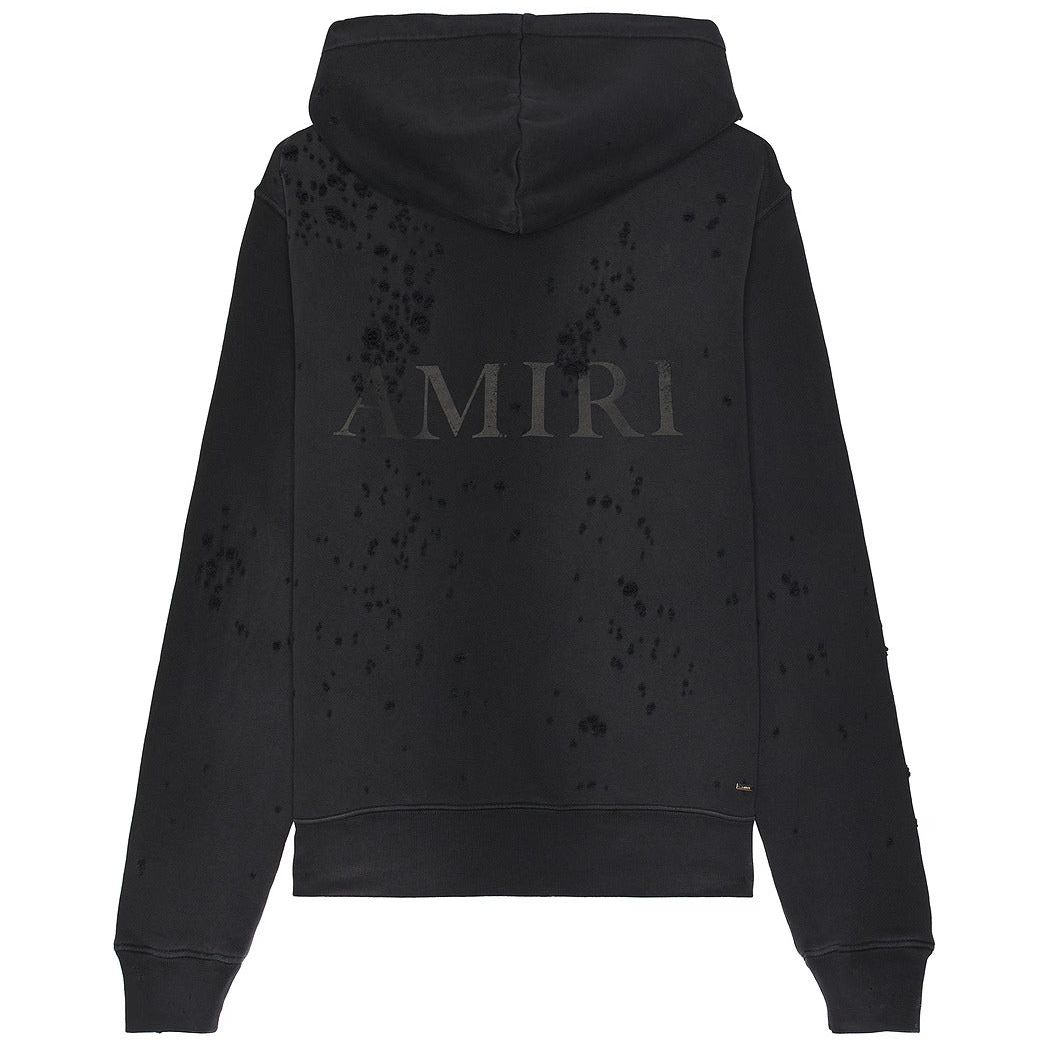Amiri MA Logo Shotgun Zip-Up Hoodie Faded Black