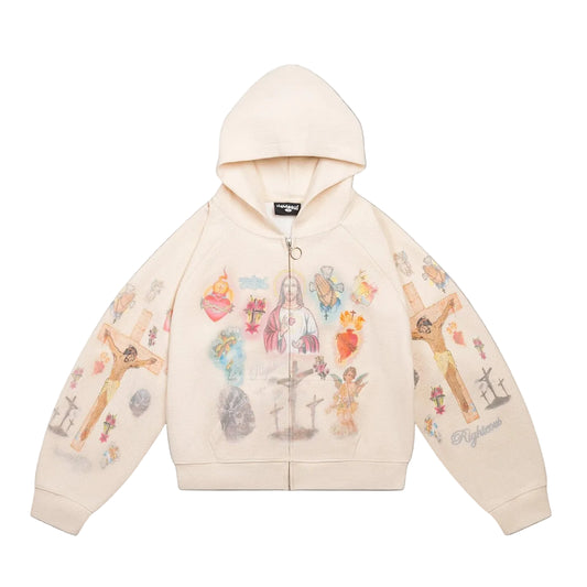 We Are Righteous Ultimate Sacrifice Thermal Zip Up Cream