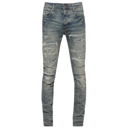 Amiri Repair Logo Thrasher Jean Clay Indigo