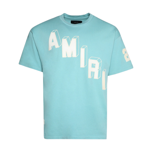 Amiri Flocked Hockey Skater Tee Aqua