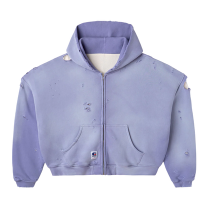 HMDD Rose Bowl Reversible Zip-Up Hoodie Light Blue