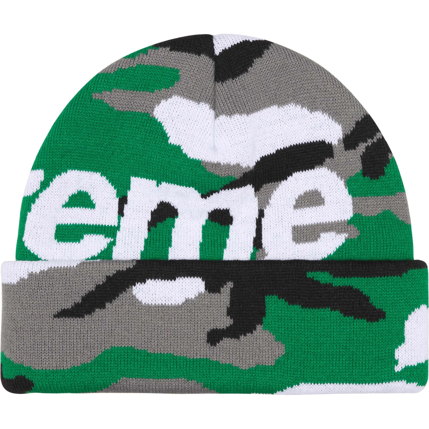 Supreme Camo Big Logo Beanie Green Camo
