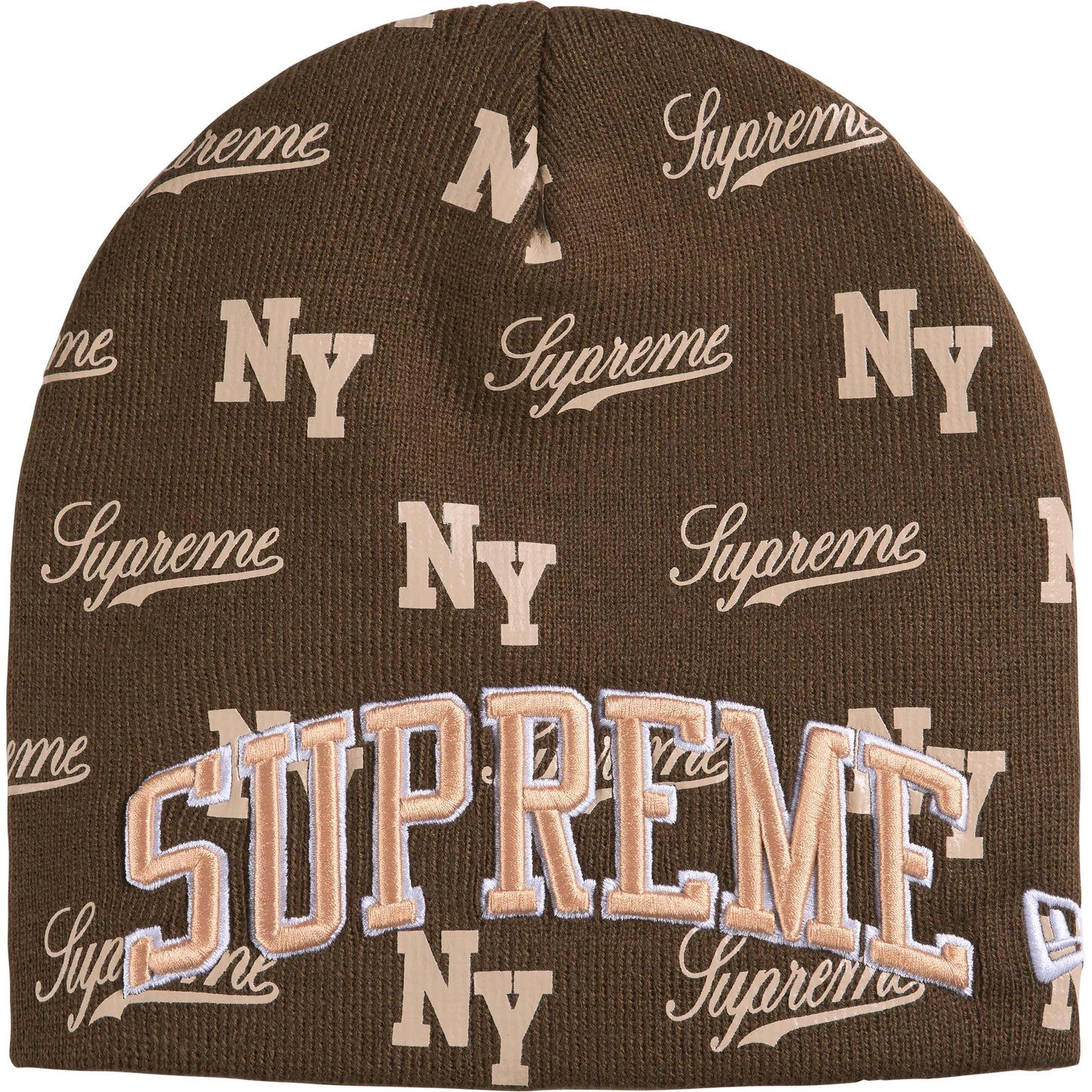 Supreme New Era® Monogram Beanie Brown