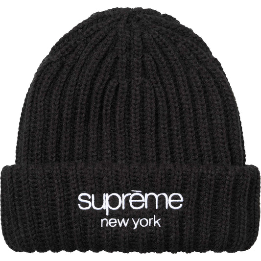 Supreme Classic Logo Chunky Ribbed Beanie Black