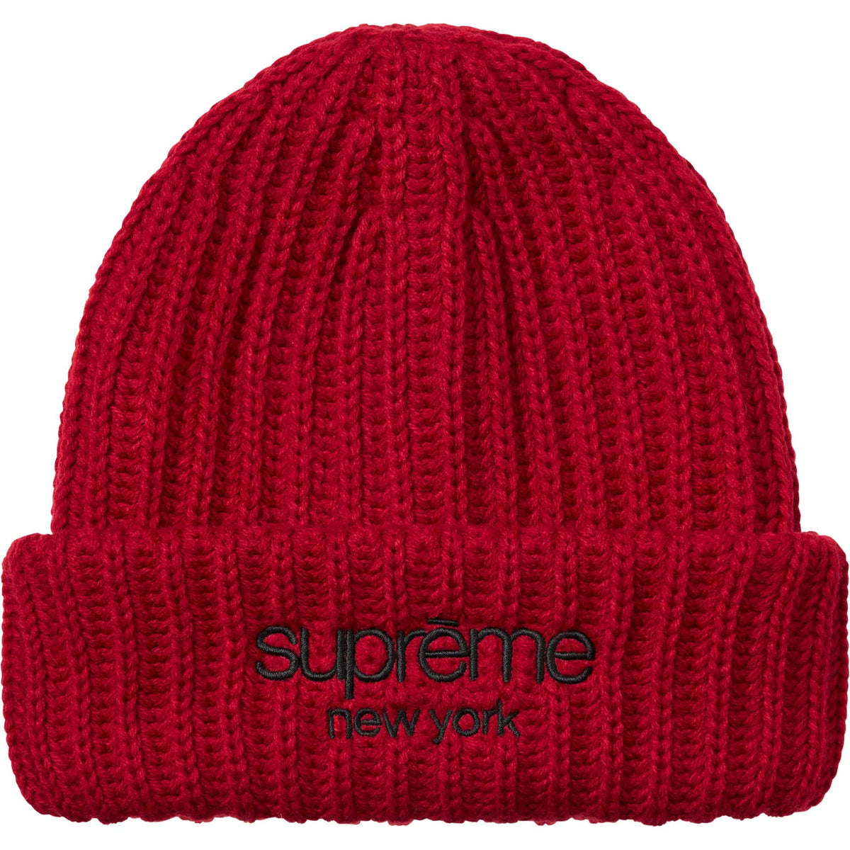 Supreme Classic Logo Chunky Ribbed Beanie Red
