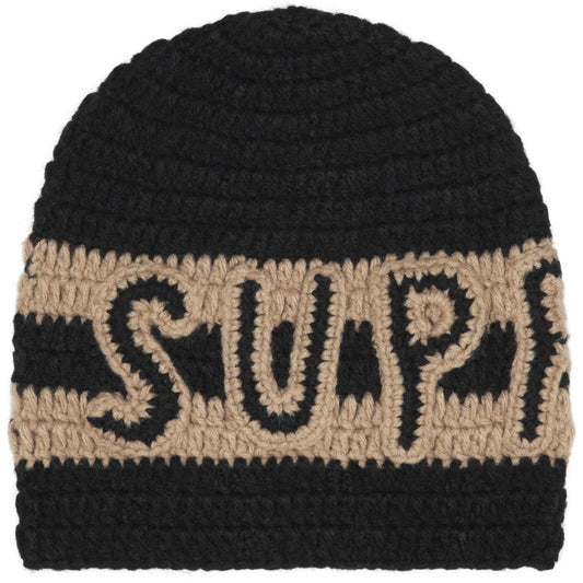 Supreme Crochet Logo Beanie Black