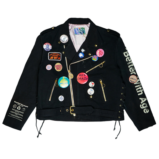 *Better With Age Tuxedo Reconstructed Workwear Motorcycle Jacket Black