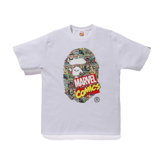 BAPE x Marvel Comics Ape Head Tee White