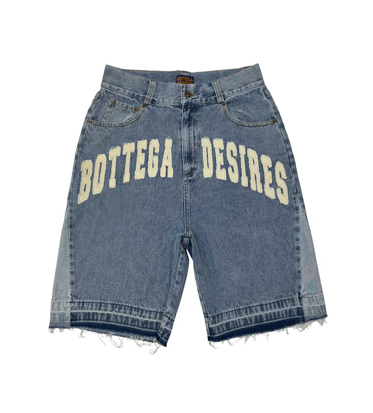 Bottega Desires Denim Applique Shorts Blue