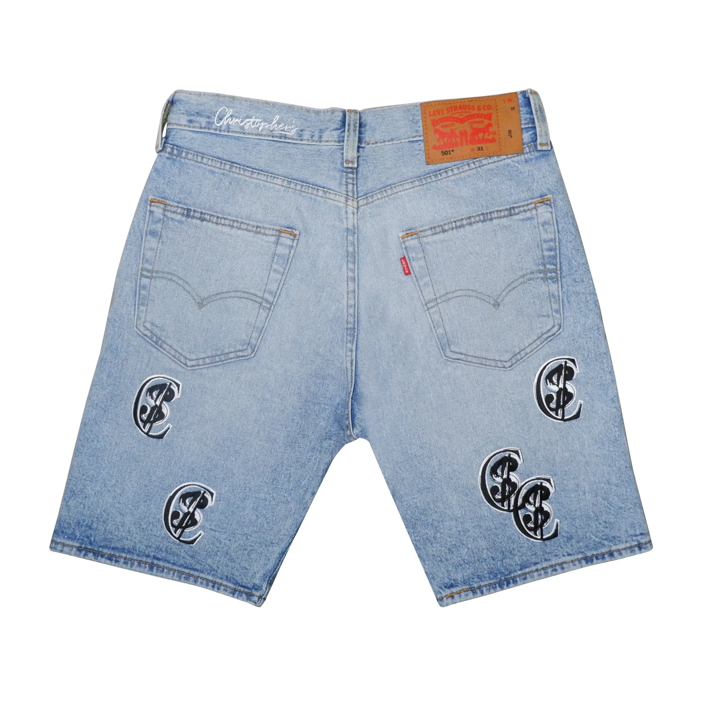 Chris Smokes C$ Levi's Denim Jean Shorts Light Wash