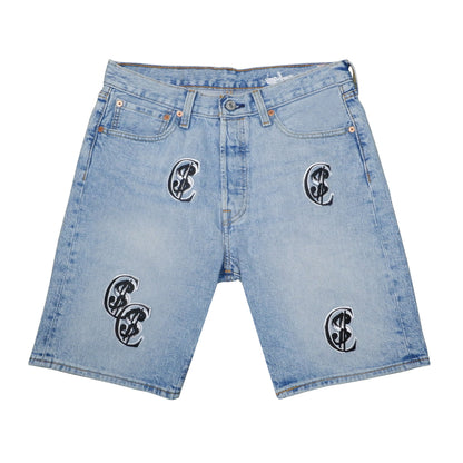 Chris Smokes C$ Levi's Denim Jean Shorts Light Wash