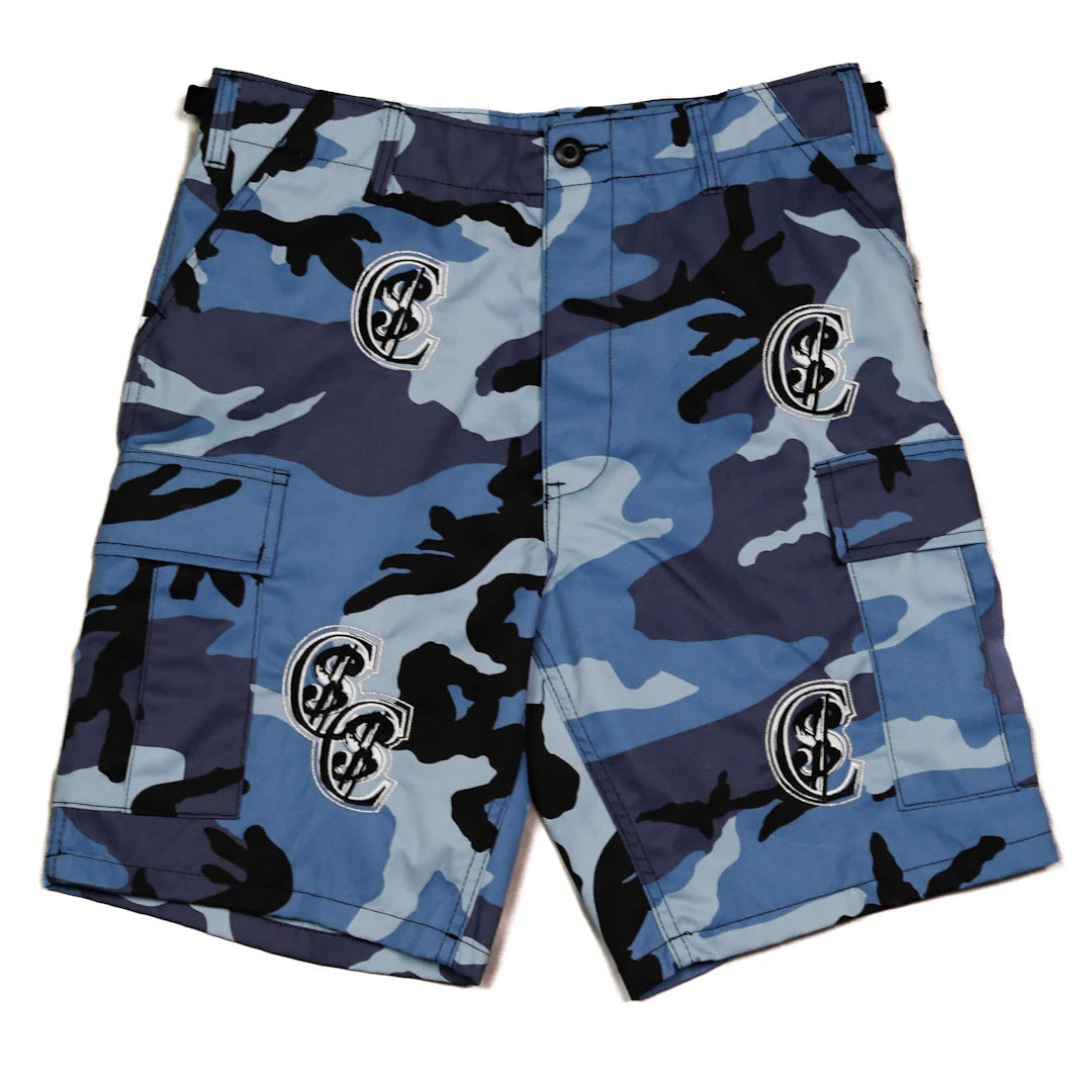 Chris Smokes C$ Cargo Shorts Blue Camo